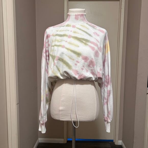 Aeropostale Tie-Dye Cinched Cropped Mock Sweatshirt Size Small - Picture 1 of 9